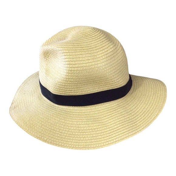 J. Crew Tan and Black Wide-Brimmed Hat - Picture 1 of 6